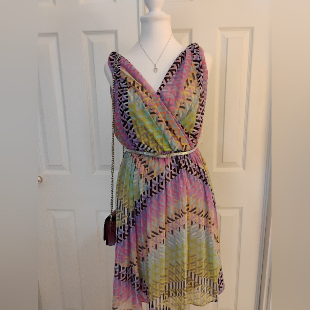 Calvin Klein Pastel Geometric Midi Dress